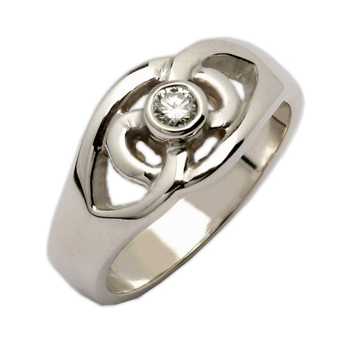 White Gold Celtic Knot Ring with Diamond - 14K Gold Diamond Jewelry